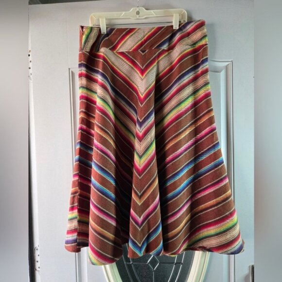 Vintage Ralph Lauren Linen Southwestern Chevron Pattern Midi Skirt~ Plus Size 16 - Picture 2 of 4